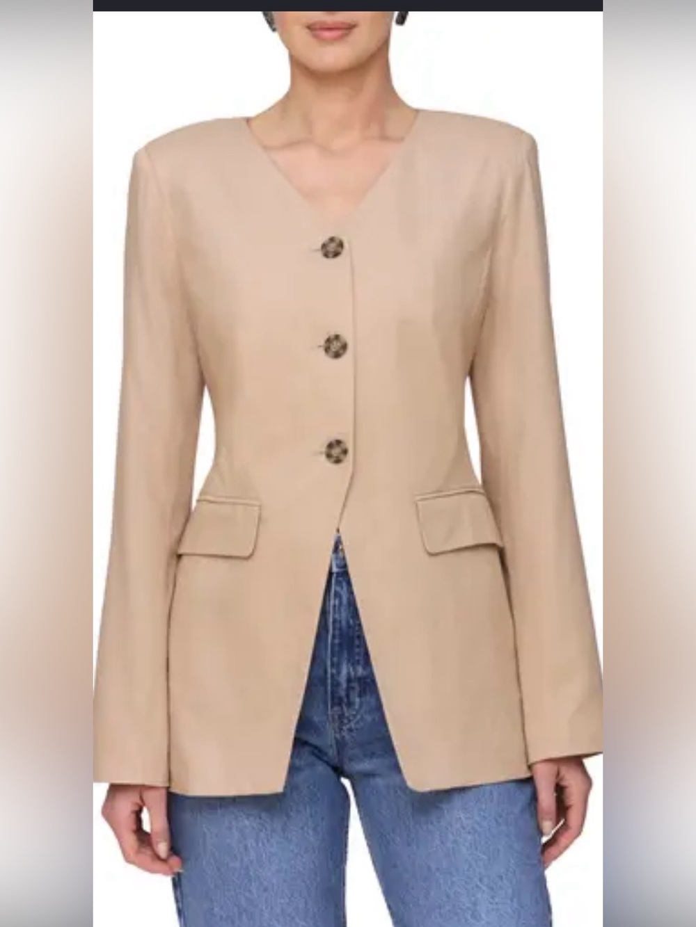 Bagatelle Women's Beige Tailored Spring / Summer Belted Blazer size XL - Picture 2 of 12